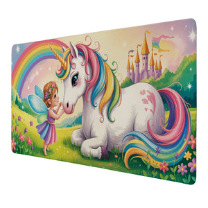 Fee Einhorn Schreibtischunterlage 69x31cm XXL Mauspad für Fantasie-Liebhaber