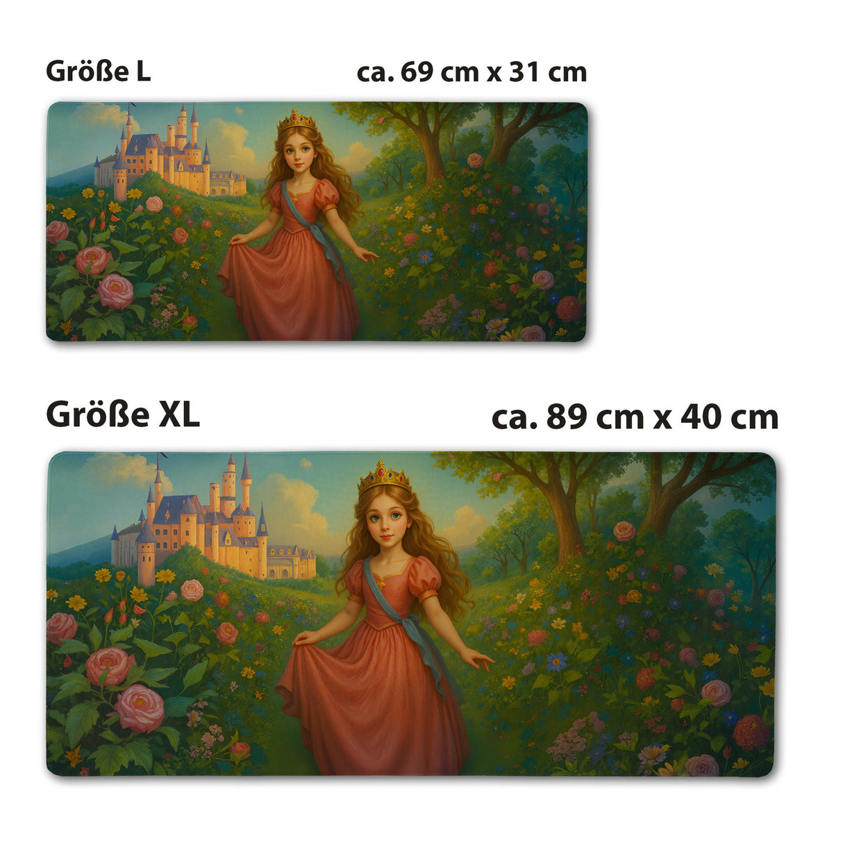 Märchenprinzessin Schloss Schreibtischunterlage 69x31cm XXL Mauspad für Mädchen