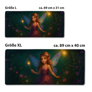 Fee im magischen Wald Schreibtischunterlage 69x31cm XXL Mauspad für Mädchen