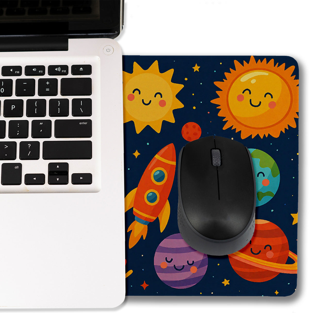 Weltraum Cartoon Astronauten Schreibtischunterlage 69x31cm XXL Mauspad für Kinder