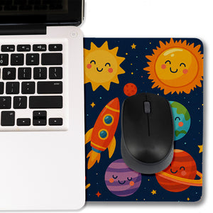 Weltraum Cartoon Astronauten Schreibtischunterlage 69x31cm XXL Mauspad für Kinder
