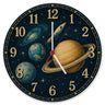 Sterne Weltraum Raketen Wanduhr mit Planeten Motiv