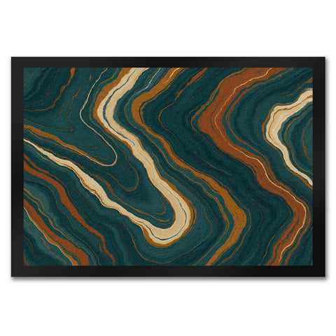 Teal Rost Wellen Fußmatte in 35x50 cm Kunstwerk für Büro