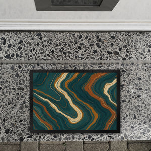 Teal Rost Wellen Fußmatte in 35x50 cm Kunstwerk für Büro