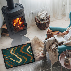 Teal Rost Wellen Fußmatte in 35x50 cm Kunstwerk für Büro