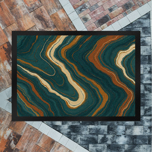 Teal Rost Wellen Fußmatte in 35x50 cm Kunstwerk für Büro