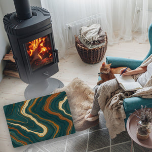 Teal Rost Wellen Fußmatte in 35x50 cm ohne Rand Kunstwerk für Büro