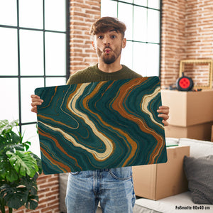 Teal Rost Wellen Fußmatte in 35x50 cm ohne Rand Kunstwerk für Büro