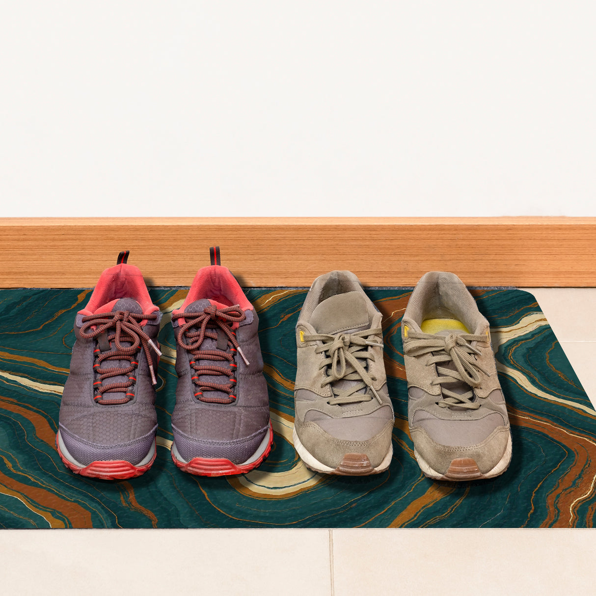 Teal Rost Wellen Fußmatte in 35x50 cm ohne Rand Kunstwerk für Büro