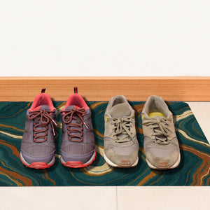 Teal Rost Wellen Fußmatte in 35x50 cm ohne Rand Kunstwerk für Büro