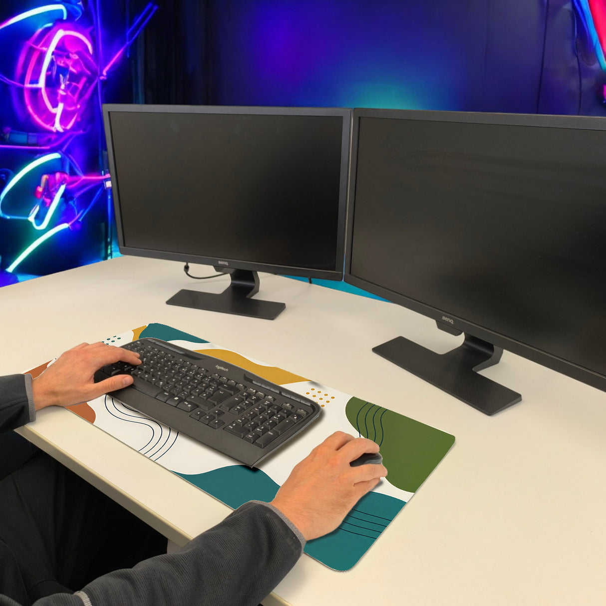 Abstrakte Wellen Schreibtischunterlage 69x31cm XXL Mauspad für Designliebhaber