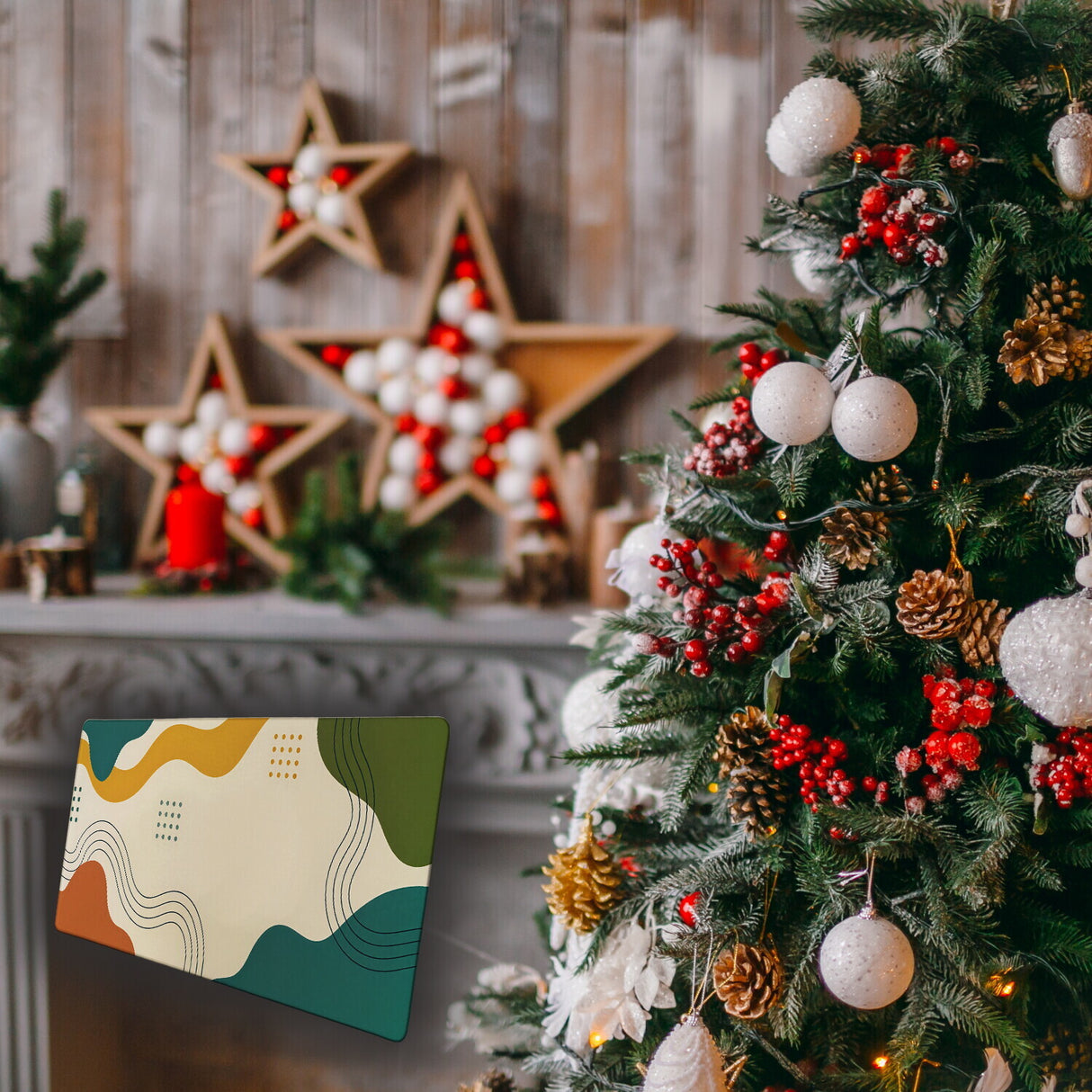 Abstrakte Wellen Schreibtischunterlage 69x31cm XXL Mauspad für Designliebhaber