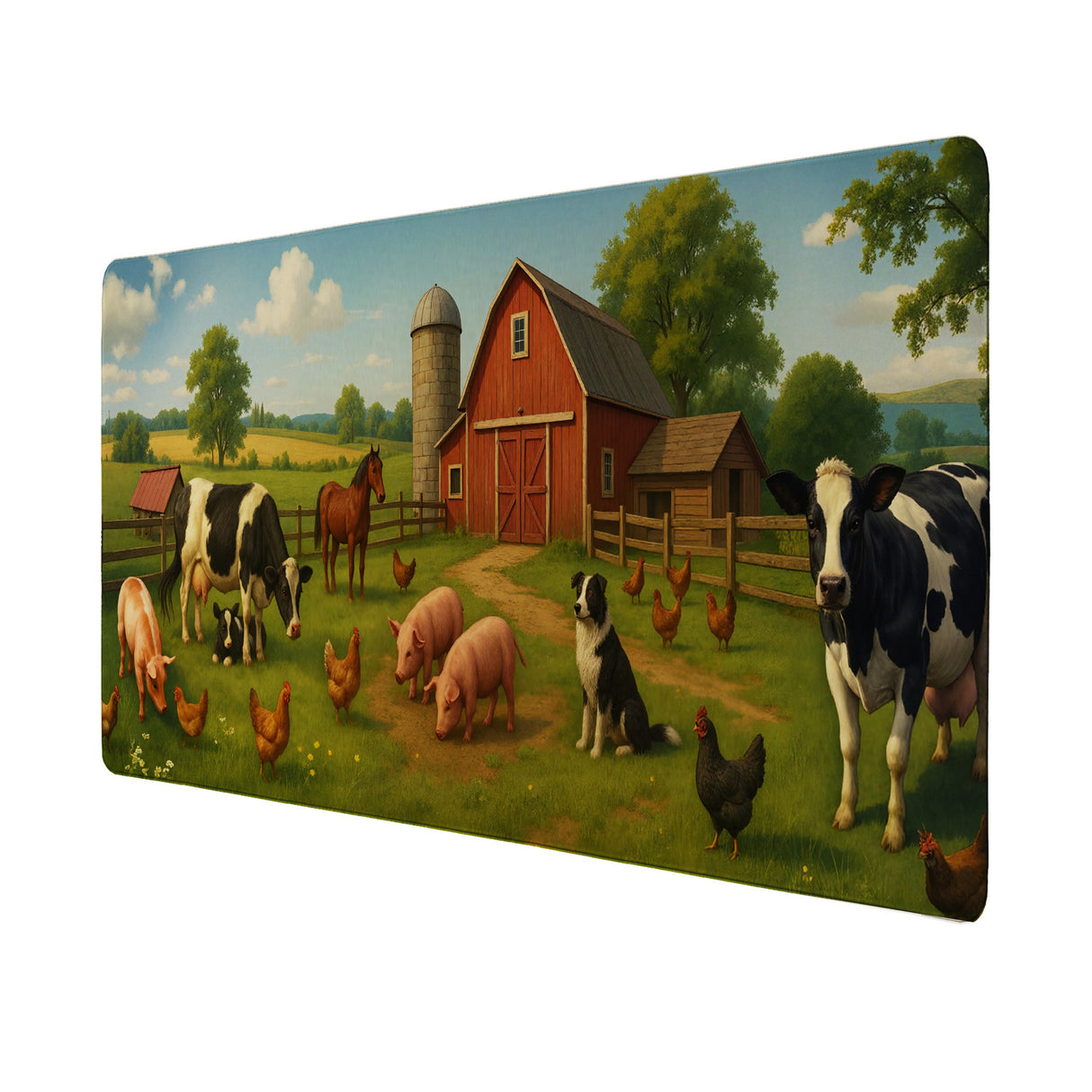 Bauernhof Tiere Schreibtischunterlage 69x31cm XXL Mauspad für Naturfreunde