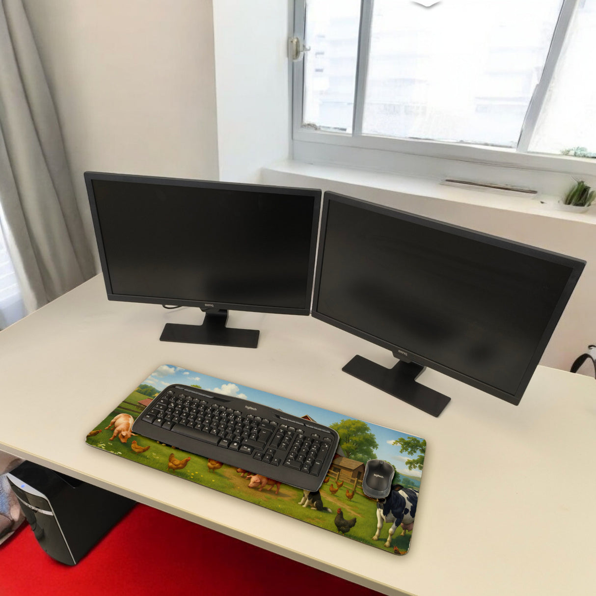 Bauernhof Tiere Schreibtischunterlage 69x31cm XXL Mauspad für Naturfreunde