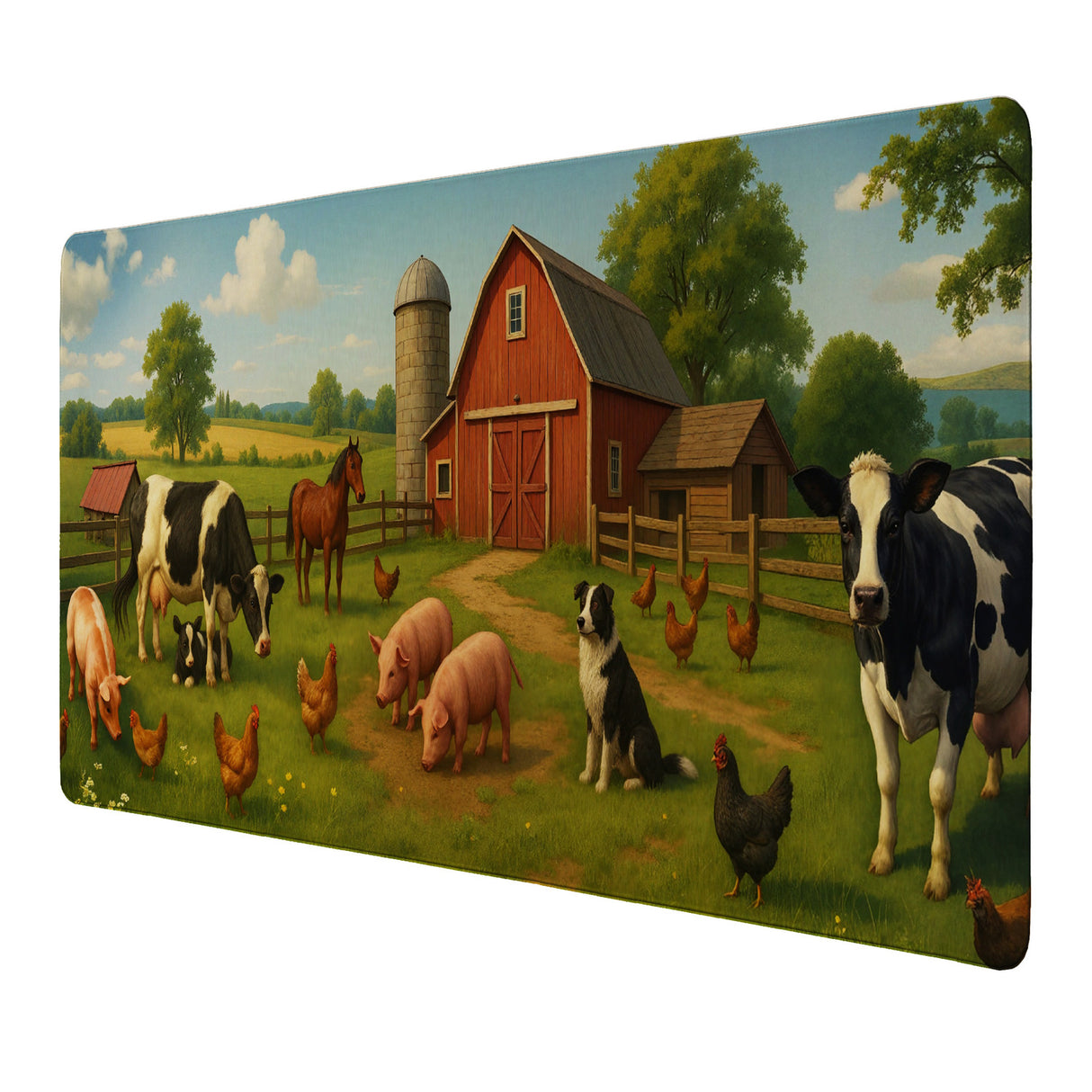 Bauernhof Tiere Schreibtischunterlage 69x31cm XXL Mauspad für Naturfreunde