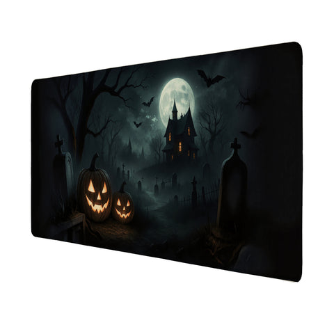Kürbislaternen Friedhof Schreibtischunterlage 69x31cm XXL Mauspad für Halloween
