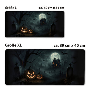 Kürbislaternen Friedhof Schreibtischunterlage 69x31cm XXL Mauspad für Halloween