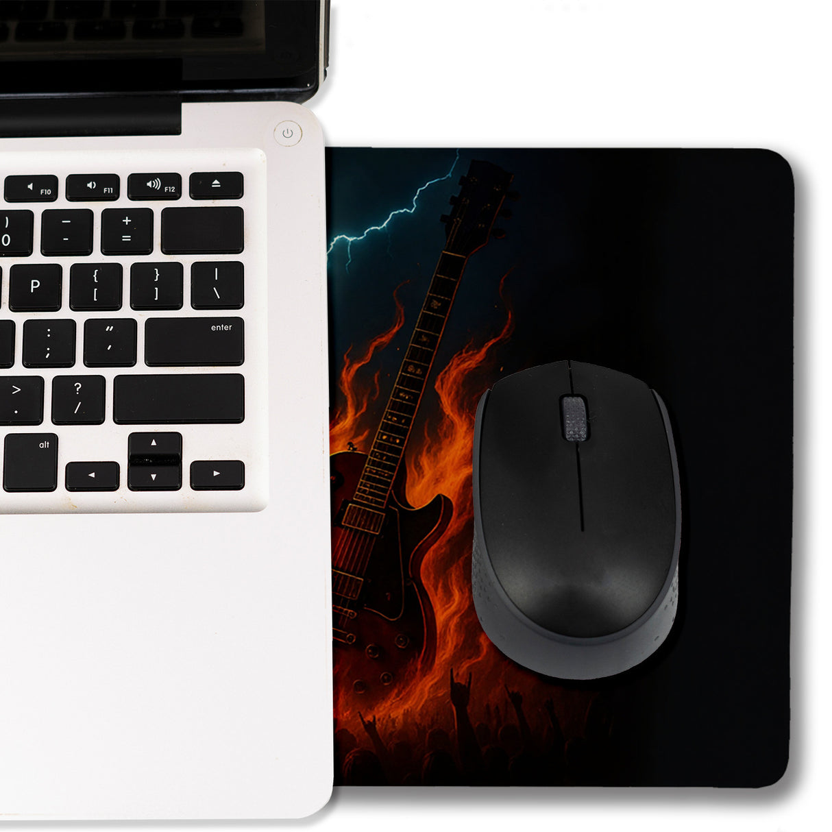 Heavy Metal Konzert Schreibtischunterlage 69x31cm XXL Mauspad mit Flammen