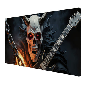 dämonischer Schädel mit E-Gitarre Schreibtischunterlage 69x31cm XXL Mauspad für Metal-Fans