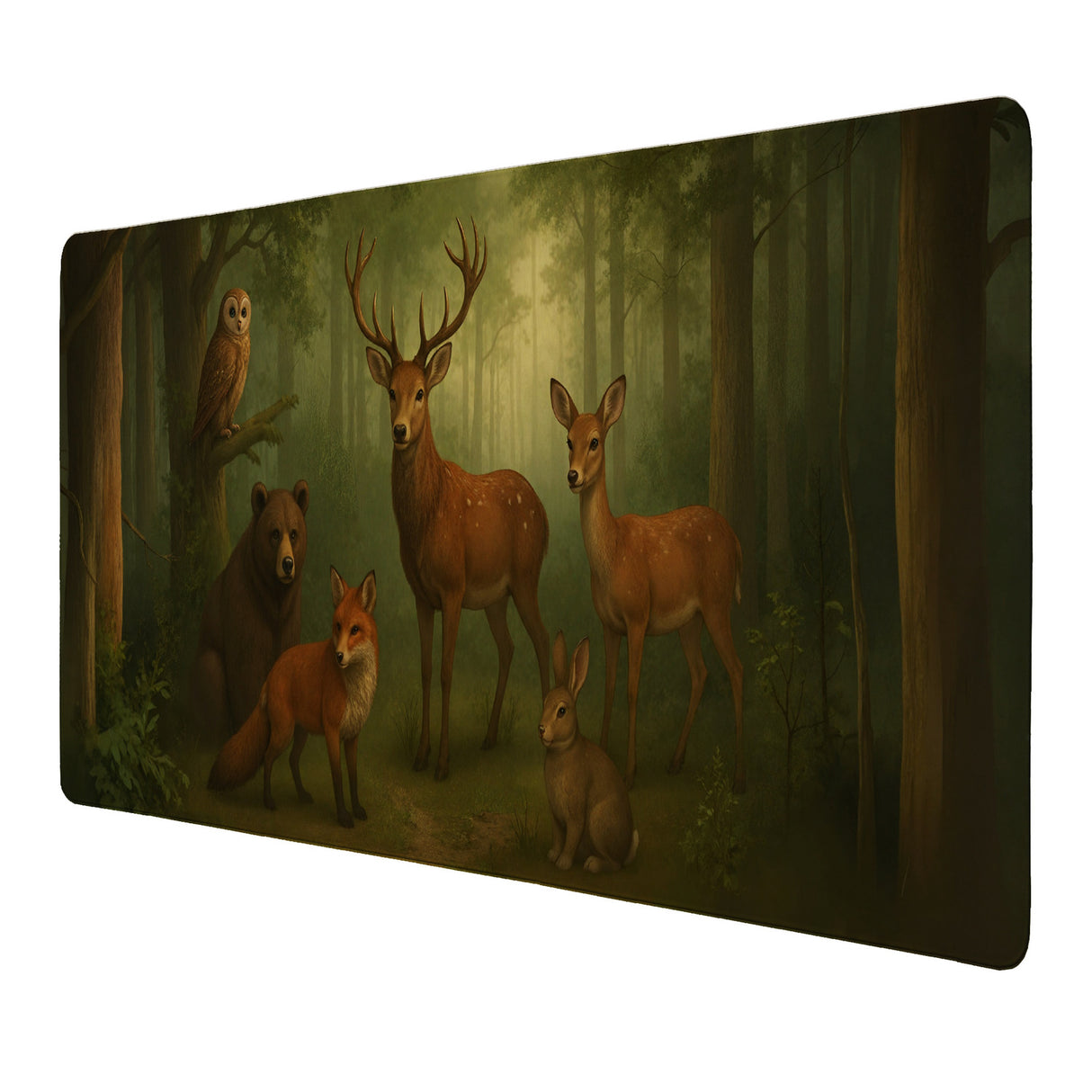 Tiere des Waldes Schreibtischunterlage 69x31cm XXL Mauspad
