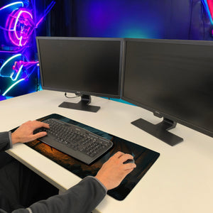 Drachen Ritter Kampf Schreibtischunterlage 69x31cm XXL Mauspad