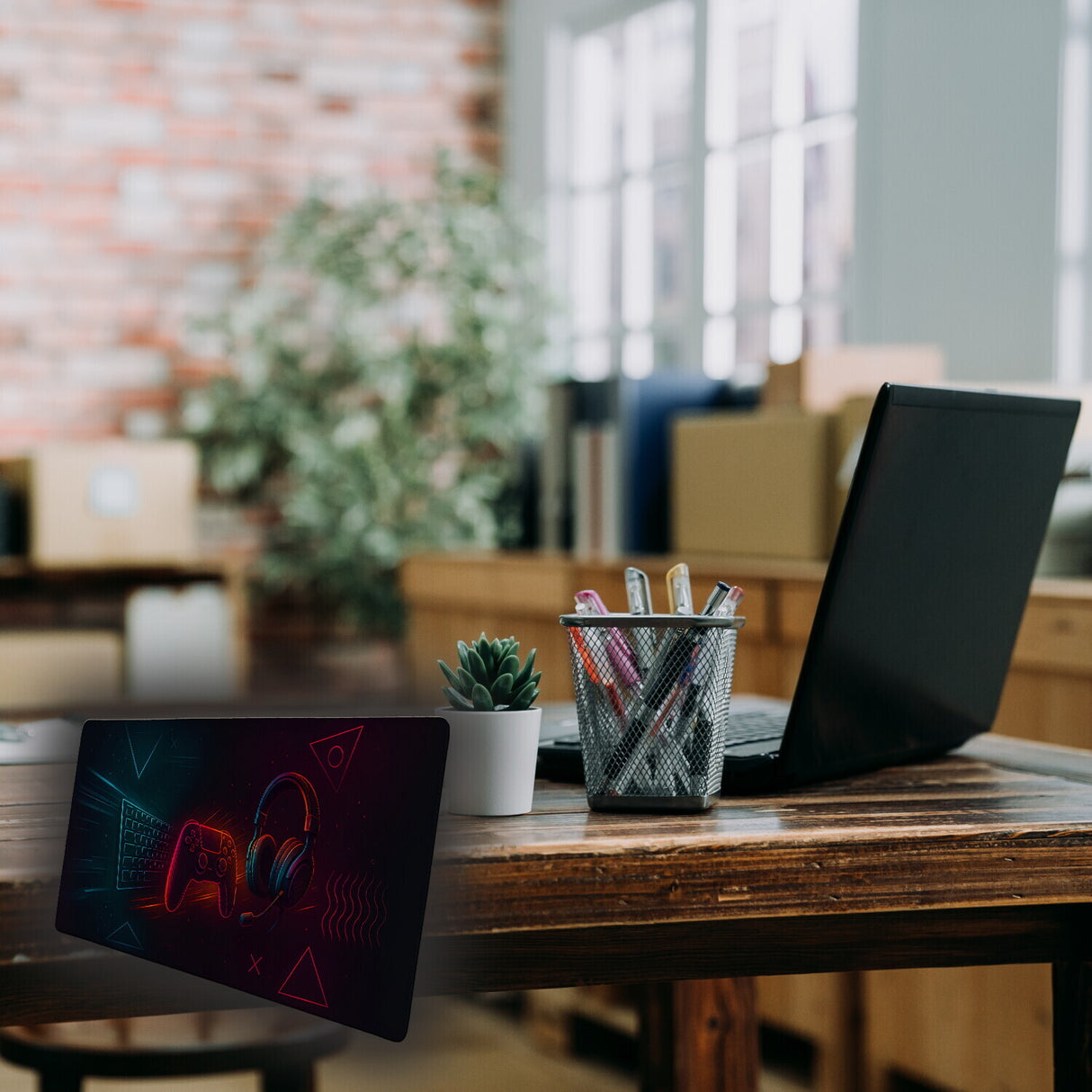 Cyberpunk Gaming Setup Schreibtischunterlage 69x31cm XXL Mauspad für Gamer