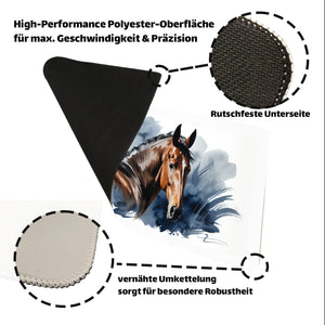 Pferdekopf Aquarell Schreibtischunterlage 69x31cm XXL Mauspad für Pferdefans