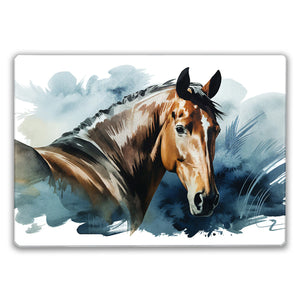 Pferdekopf Aquarell Schneidebrett aus Glas für Pferdefans