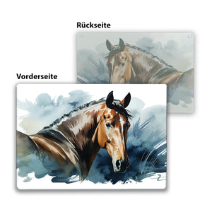 Pferdekopf Aquarell Schneidebrett aus Glas für Pferdefans