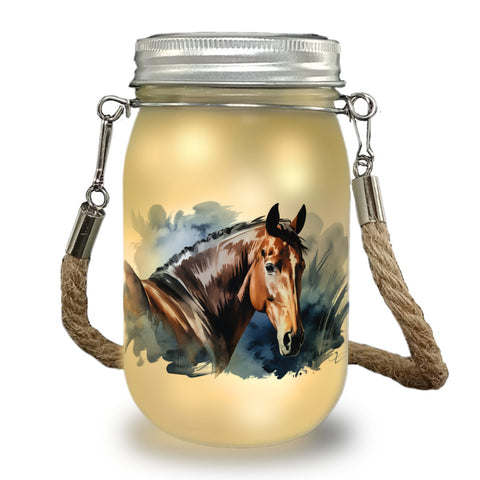 Pferdekopf Aquarell Solarlicht für Pferdefans