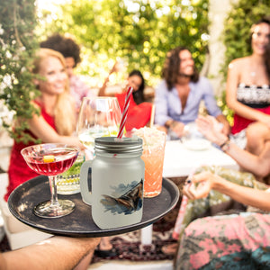 Pferdekopf Aquarell Trinkglas mit Bambusdeckel für Pferdefans