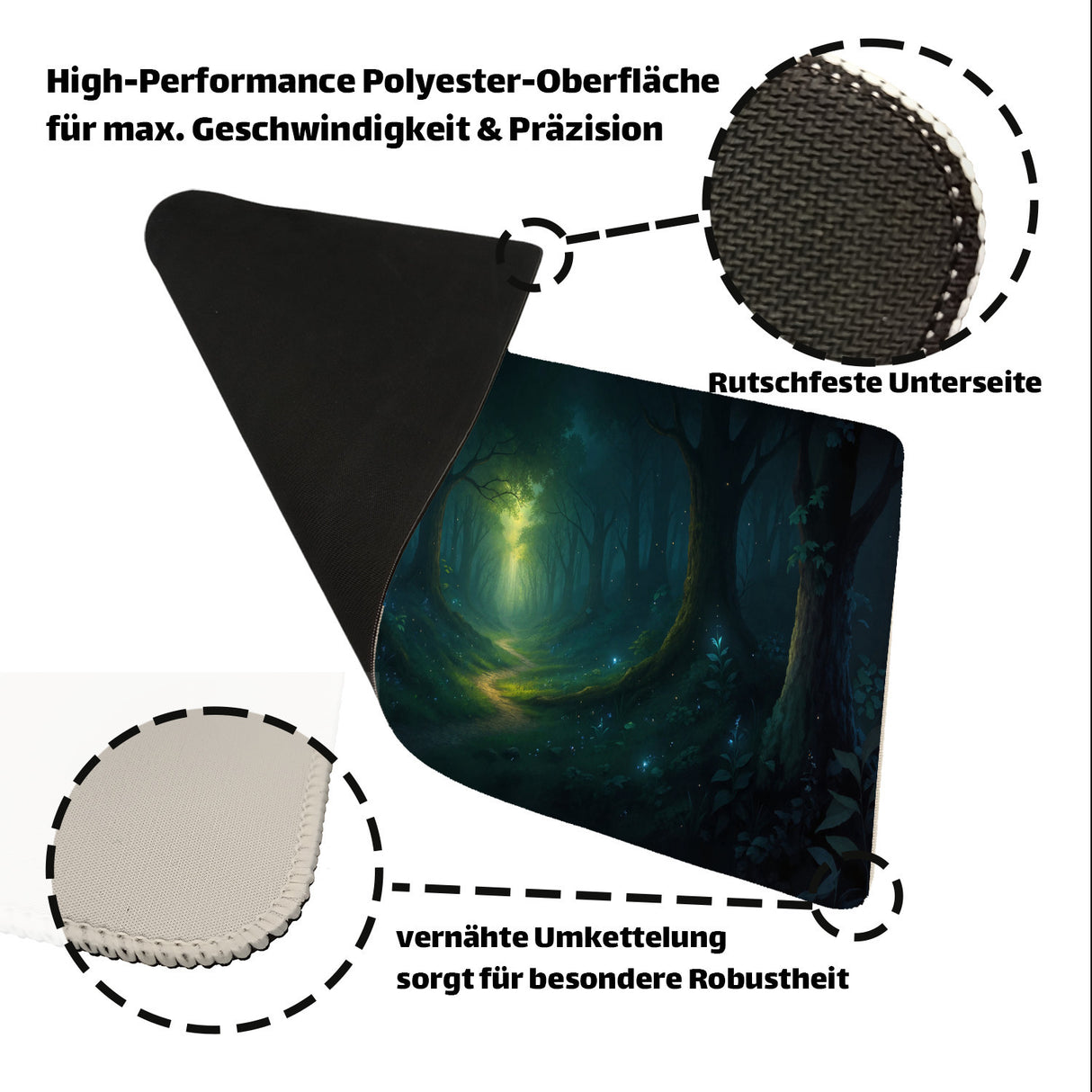 Mystischer Waldpfad Schreibtischunterlage 69x31cm XXL Mauspad für Naturfans