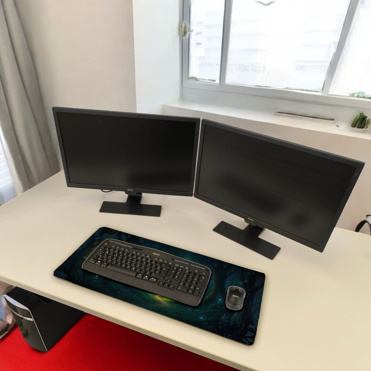 Mystischer Waldpfad Schreibtischunterlage 69x31cm XXL Mauspad für Naturfans