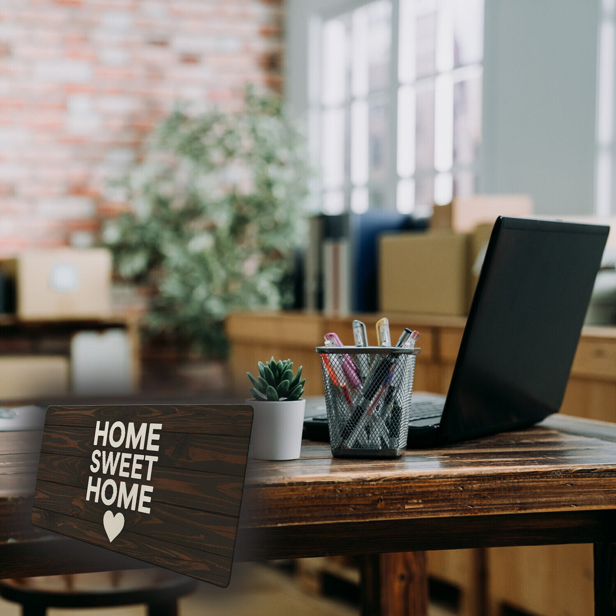 HOME SWEET HOME Schreibtischunterlage 69x31cm XXL Mauspad Holzoptik