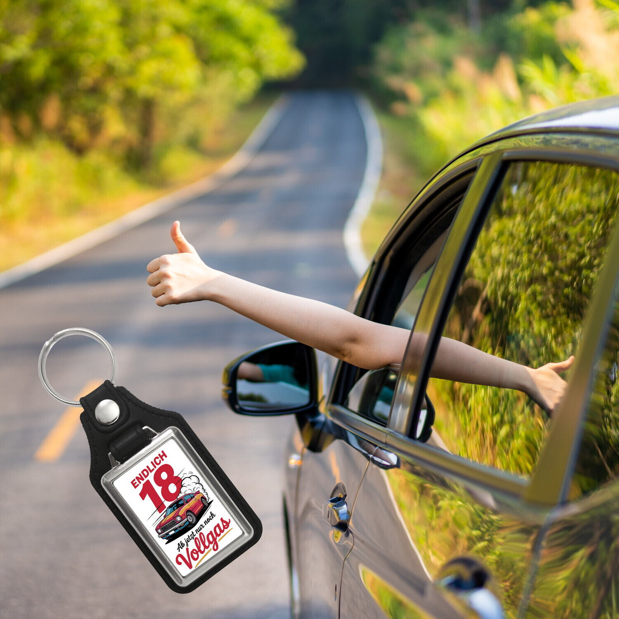 Endlich 18 - Vollgas Schlüsselanhänger für den Führerschein