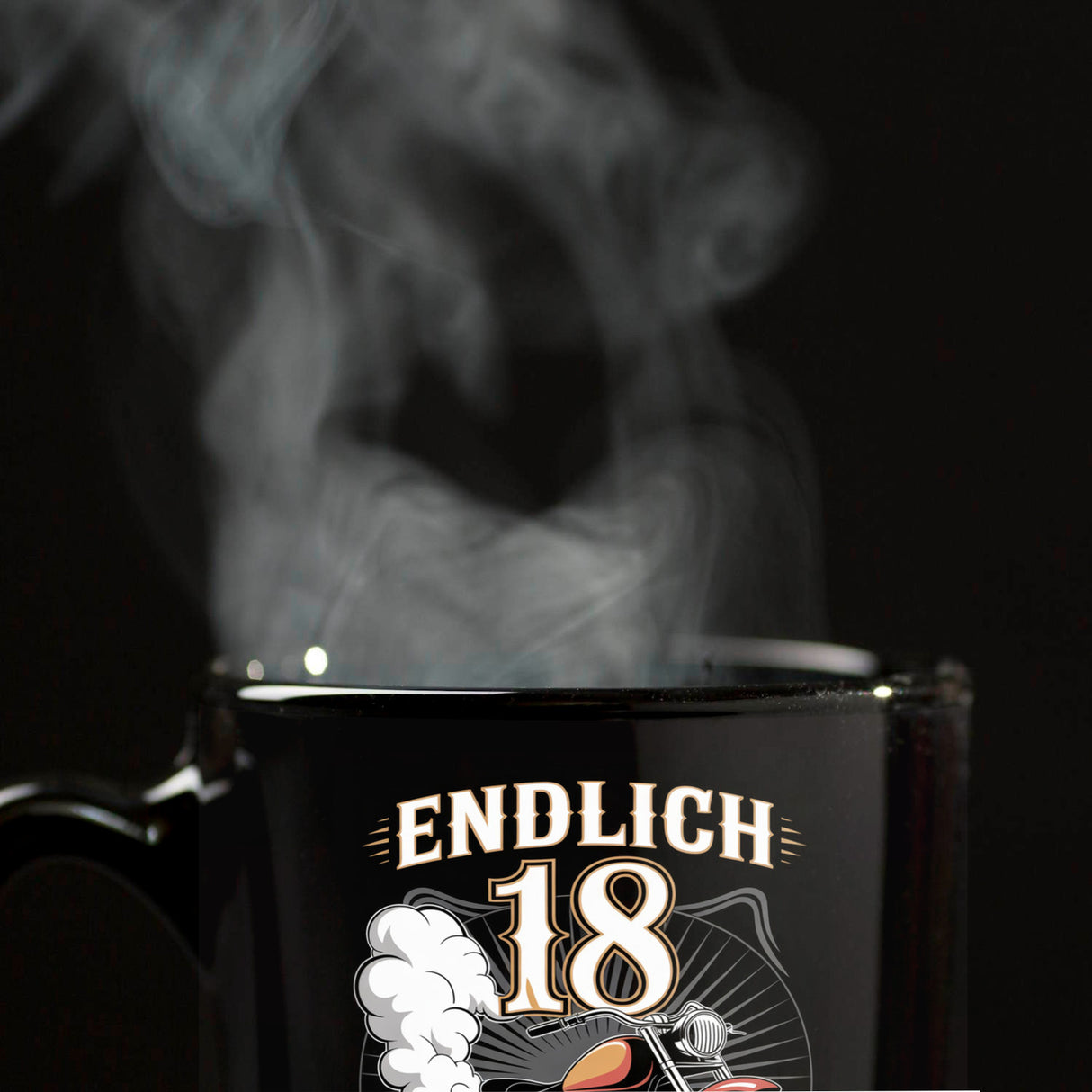 Endlich 18 Motorrad Tasse - nur noch Vollgas