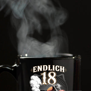 Endlich 18 Motorrad Tasse - nur noch Vollgas