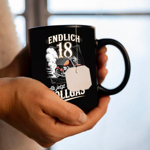 Endlich 18 Motorrad Tasse - nur noch Vollgas