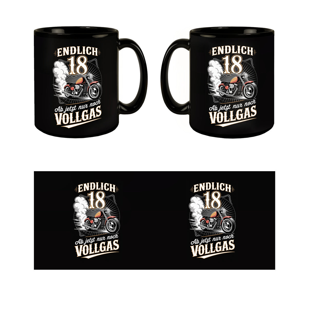 Endlich 18 Motorrad Tasse - nur noch Vollgas