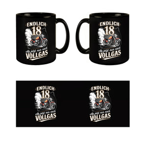 Endlich 18 Motorrad Tasse - nur noch Vollgas