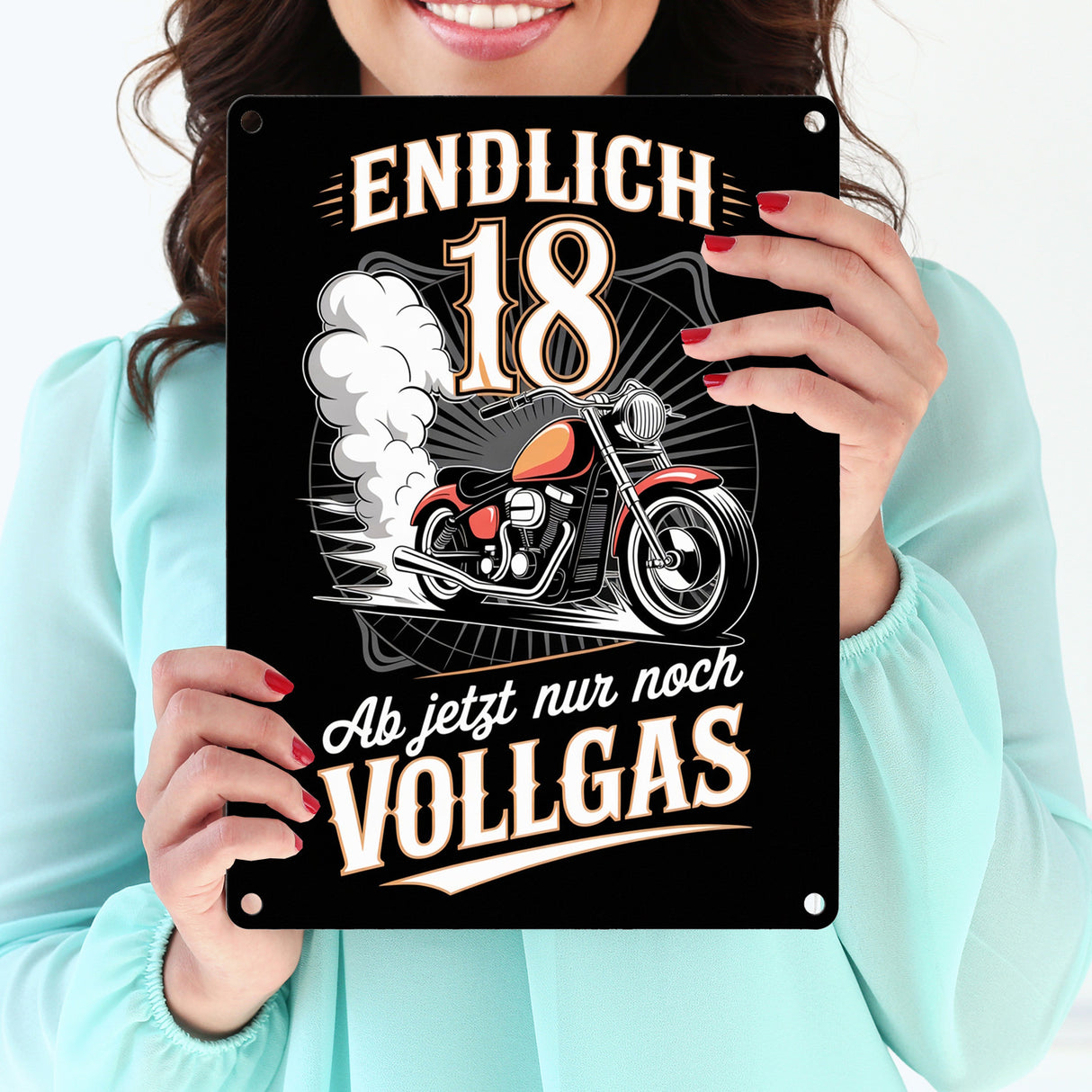 Endlich 18 Motorrad Metallschild in 15x20 cm - nur noch Vollgas