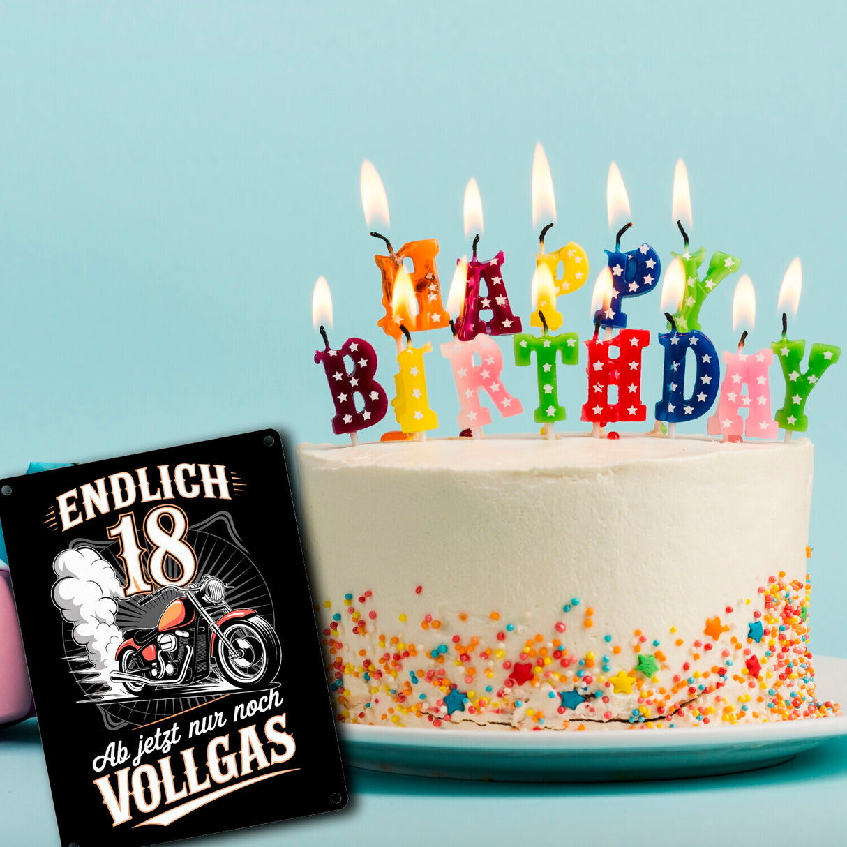 Endlich 18 Motorrad Metallschild in 15x20 cm - nur noch Vollgas