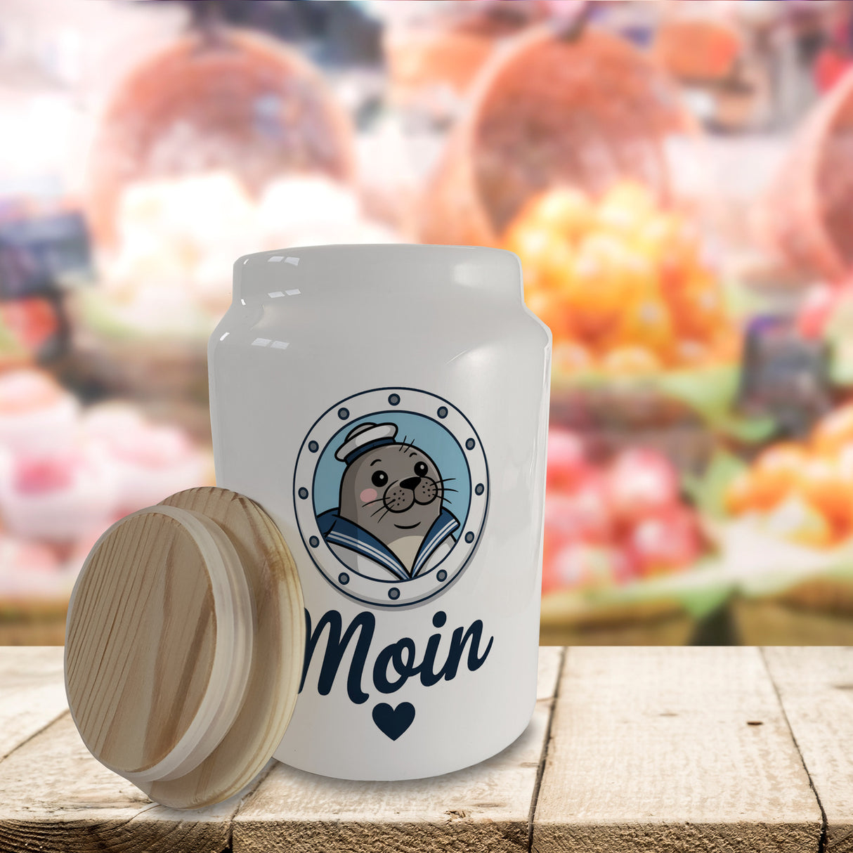 Matrosenrobbe Moin Keksdose mit Matrosenmotiven und Herz