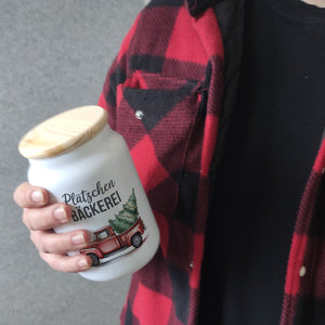 Plätzchen Bäckerei Nostalgischer roter Pickup Weihnachtsbaum Keksdose