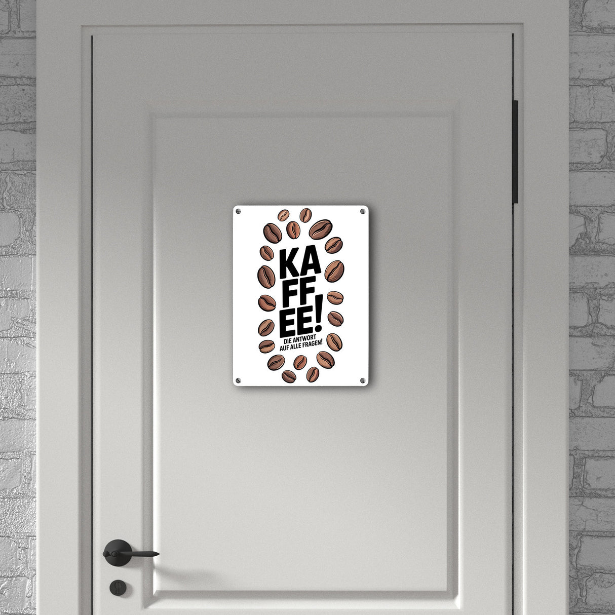 KAFFEE - die Antwort auf alle Fragen Metallschild in 15x20 cm für Koffeinjunkies