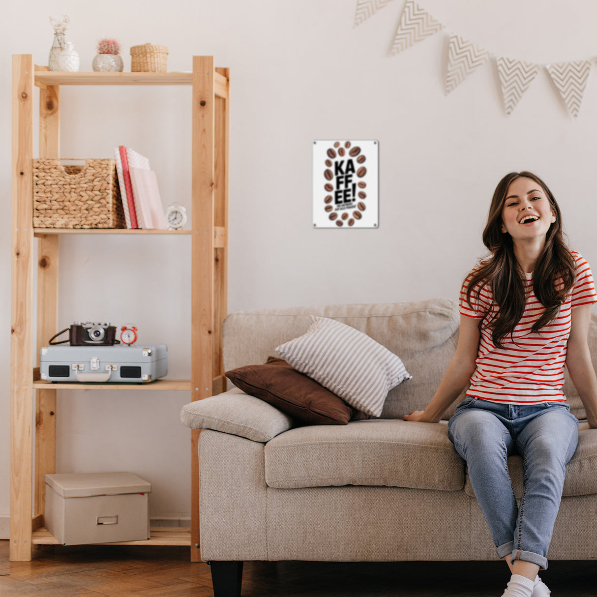 KAFFEE - die Antwort auf alle Fragen Metallschild in 15x20 cm für Koffeinjunkies