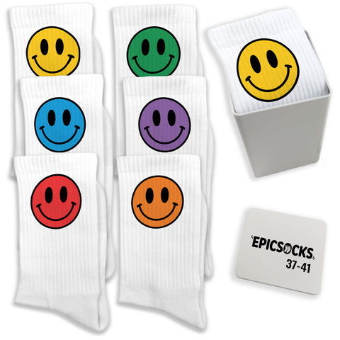 epicsocks Happy Vibes Socken in 37-41 im 6er Set in Geschenkdose im 6er Set in Geschenkbox