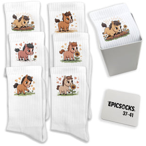 epicsocks Pony Love Socken in 37-41 im 6er Set in Geschenkdose im 6er Set in Geschenkbox