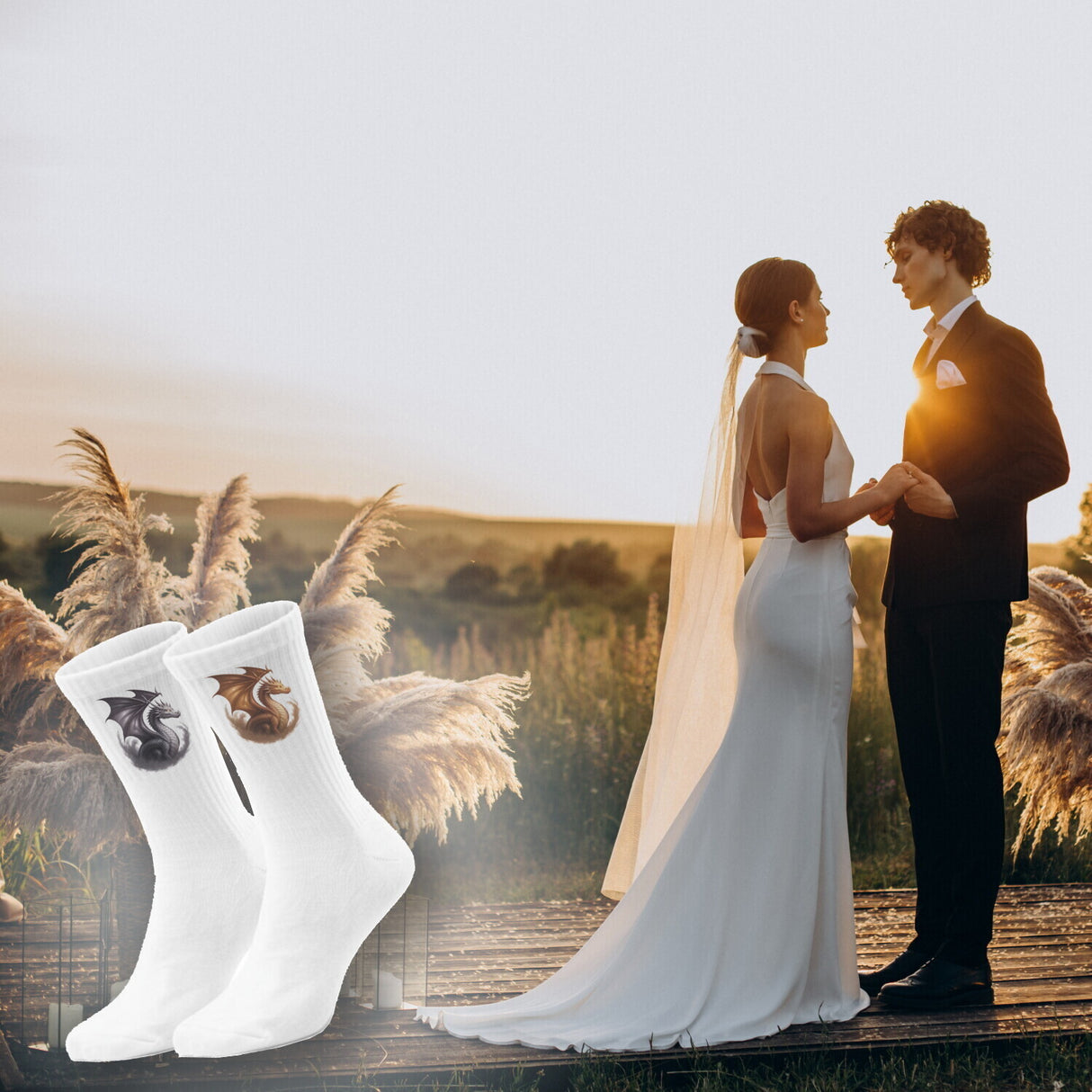 epicsocks Dragon Power gold-silber Drachen Socken in 37-41 im Paar