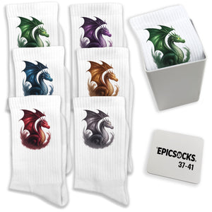 epicsocks Dragon Power Socken in 37-41 im 6er Set in Geschenkdose im 6er Set in Geschenkbox